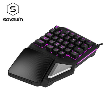 

Delux T9 Pro 7 Colors LED Backlit Single Hand Professional Gaming Keyboard Wrist Support 18m USB Wire Anti-Ghosting for PC