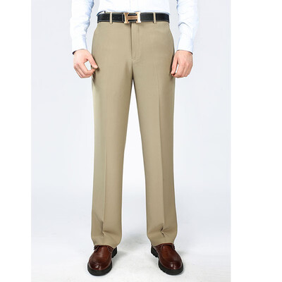

WENGUANGUO Summer thin section pleated high waist free ironing straight loose standard version mens trousers 7943