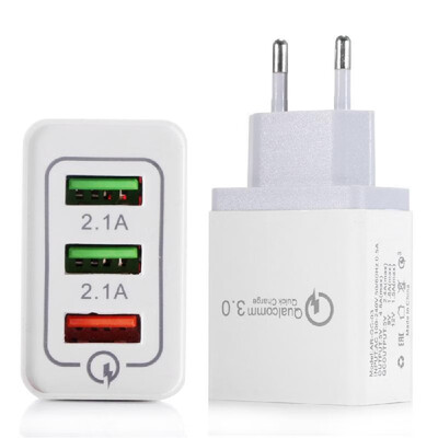 

Portable Travel Home Universal 3-Port USB Wall Charger QC30 Quick Charge Fast Charging USEU Plug Charger Adapter for Smartphones