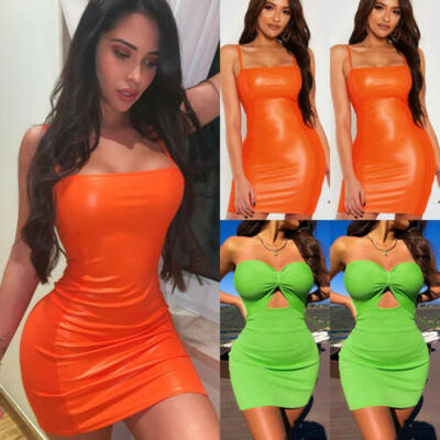 

Sexy Ladies Wet Look Night Clubwear Bandage Bodycon Cocktail Party Mini Dress