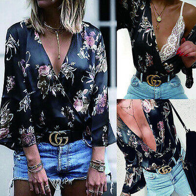 

Sexy Womens Long Sleeve Floral Vest T-Shirt Ladies Summer Tank Tops Blouse