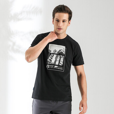 

Columbia T-shirt outdoor mens wilderness exploration series round neck comfortable moisture-absorbing technology printed short-sleeved T-shirt PM3491 010 M