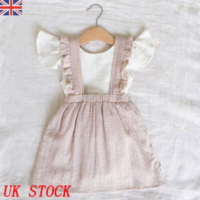 UK Toddler Kids Baby Girl Ruffle T-shirt Top Skirt Dress 2Pcs Outfit Clothes Set