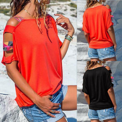 

Fashion Boho Women Casual Summer Short Sleeve Solid Cotton T-Shirt Blouse Tops