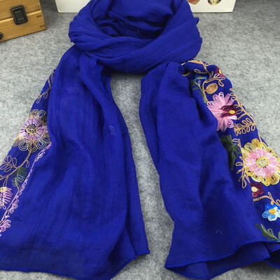 

Spring&Autumn New Embroidery Embroidered National Wind Gifts Women Fresh Japanese&Korean Wind Cotton Scarf Shawl Keep Warm