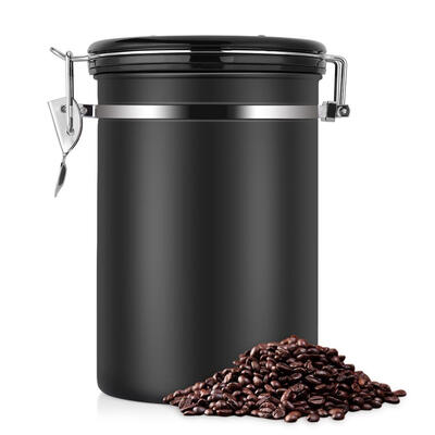 

Greensen Coffee Container Large Airtight Stainless Steel Black Kitchen Sotrage Canister for Coffee