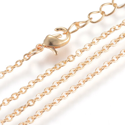 

Iron Cable Chains Necklace Makings with Lobster Clasps Soldered Golden 177"45cm