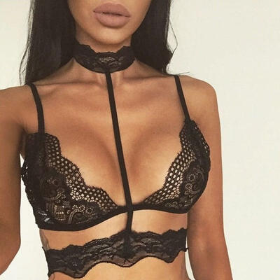 

Sexy Women Floral Sheer Lace Triangle Bralette Unpadded Bra Crop Top Lingerie