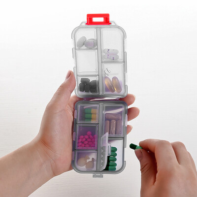 

Banjeni portable pill box Japan mini 10 small pill box portable storage box clam box medicine box one week travel portable pills pill dispensing medicine box gray
