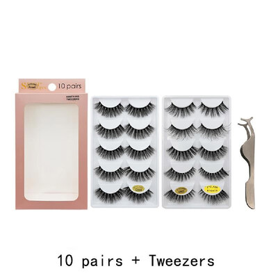

Anself 10 Pairs False Eyelashes 3D Reusable Handmade Fake Eyelashes Set Long Thick Curly Eyelashes Extension with Lashes Applicato