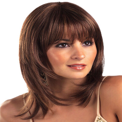 

Neat Bang Smooth Straight Medium Long Wig
