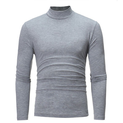 

CASUAL MEN ROLL NECK LONG SLEEVE COTTON TOP NECK TURTLE NECK SHIRT
