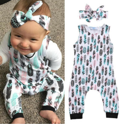 

US Stock Kid Baby Boy Girl Feather Romper Bodysuit Jumpsuit Outfits Playsuit wea