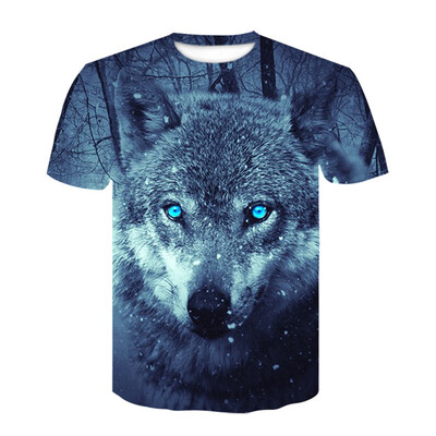 

Snow Wolf 3D Round Collar Print Men Women Casual Short Sleeve Graphic T-Shirt