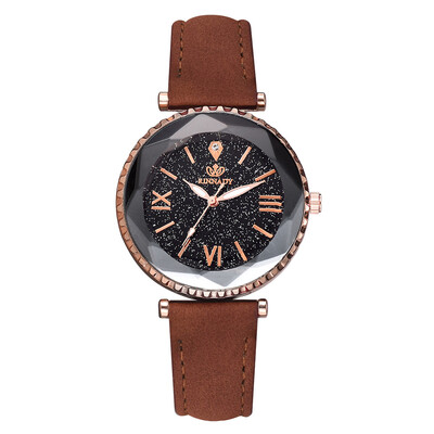 

Star watch high quality PU leather trend quartz watch Korean version of the new fashion Roman digital watch