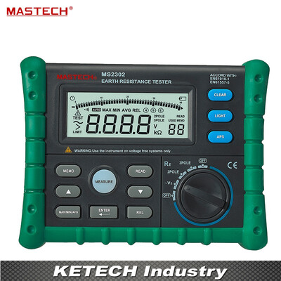 

MASTECH MS2302 Digital Earth Resistance Tester Meter 100 Groups Data Logging with Backlit 0ohm to 4K ohms Free shipping