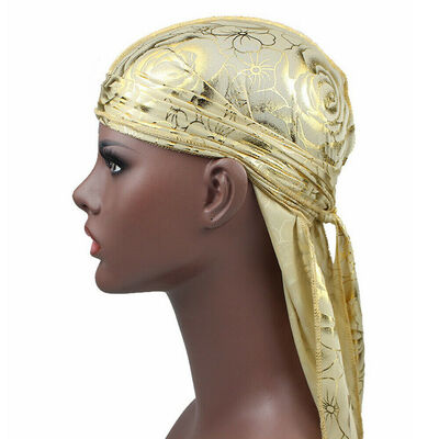 

Men Women Velvet Silky Durag Hat Bandanna Turban Long Tail Pirate Cap Headwear