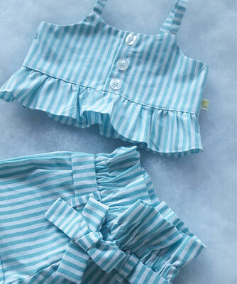 

Toddler Kid Baby Girl Stripe Sling Tops Shorts Pants 2PCS Outfits Clothes Summer