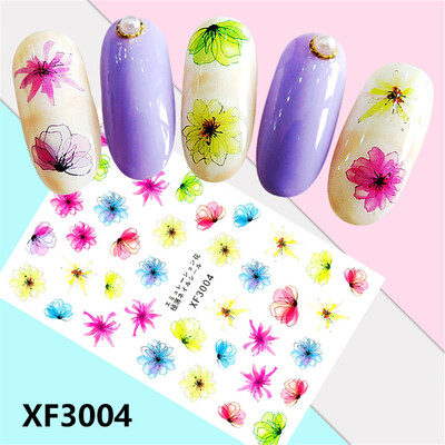 

Toponeto Fresh Style Flower Print 3D Nail Art Stickers Manicure Adhesive Transfer Decals