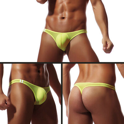 

New Men Ice Silk Boxer Briefs Bulge Pouch Thong T-back G-string Underwear Hot