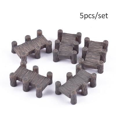 

5pcsset Mini Wooden Bridge Fairy Garden Resin DIY Craft Ornaments Miniature Landscape Model Home Decoration Photography Props Chi