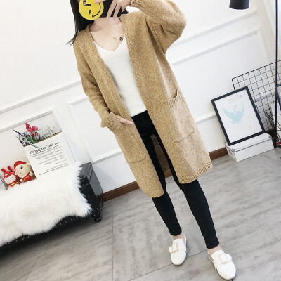 

New autumnwinter 2018 hollow back sweater jacket grey loose knitted sweater thickened cardigan woman