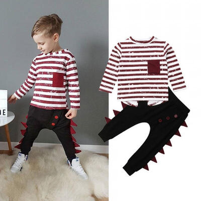 

Infant Toddler Kids baby Boy Striped Tops T-shirt Harem Pants Cotton Outfit Clothes Set