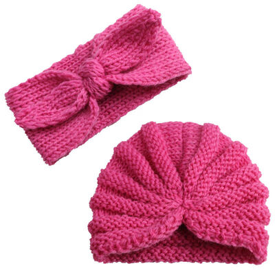 

Baby Kids Winter Warm Knitted Bow-knot-HeadbandCute Beanie Turban Hat Cap