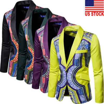 

Men Casual Slim Fit Floral Formal One Button Suit Blazer Tuxedo Coat Jacket Tops