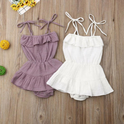 

Newborn Baby Girl Solid Strap Romper Dress Bodysuit Jumpsuit Outfit Clothes