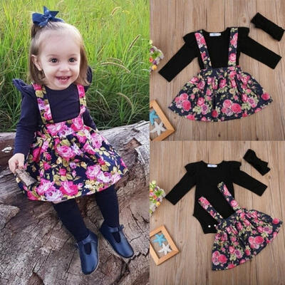 

3Pcs Kids Baby Girls Flower Dress Princess RomperTutu Formal Party Dresses