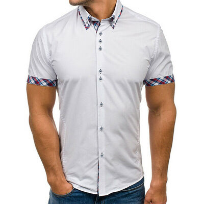 

SUNSIOM Luxury Mens Slim Fit Shirt Short Sleeve Stylish Formal Casual T-shirt Tops