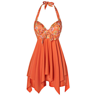 

Daisy Printed Backless Handkerchief Tankini