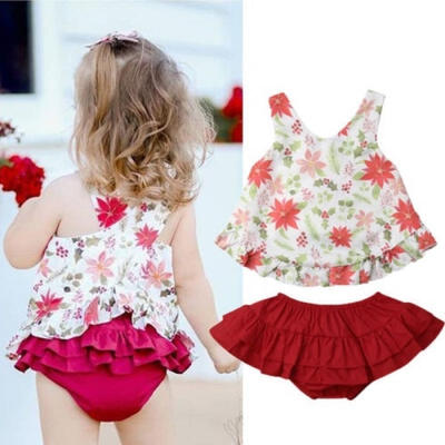 

Super Cute Newborn Toddler Baby kids Girl Floral Sleeveless Jumpsuit Top Dress TuTu Pants Summer Outfit Clothes Set