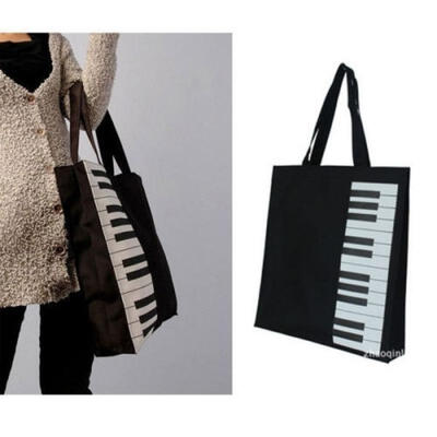 New Fashion Black Piano Keys Music Handbag Tote Bag Shopping Bag Handbag