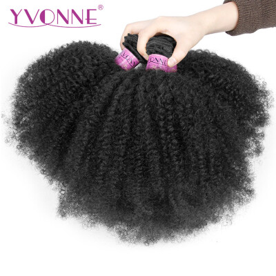 

YVONNE Afro Kinky Curly Brazilian Virgin Hair 3 Bundles Human Hair Weave Natural Color