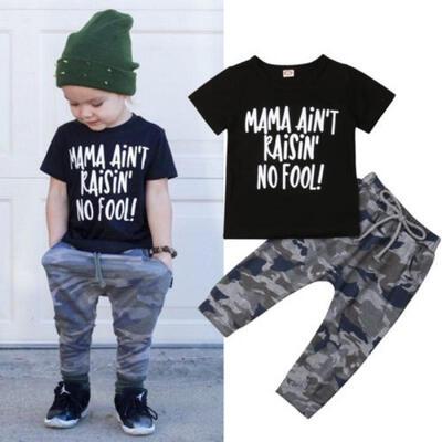 

Toddler Kid Baby Boy Camoflage print Clothes Tops T Shirt Pants Tracksuit Outfit