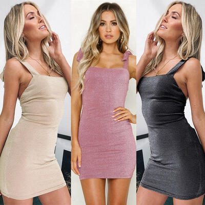 

Women Sequins Summer Beach Mini Dresses Ladies Party Casual Short Dress