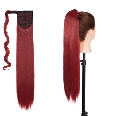 

Long Straight Ponytail Extension Wrap Around Synthetic Ponytail No Clip in Hair One Piece Hairpiece Binding for Women