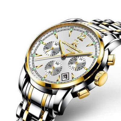 

Mens luxury gold wristwatches male brand watches quartz man clock waterproof stainless steel fashion Business calendar