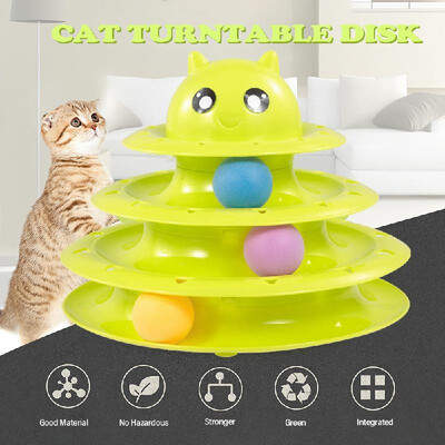 

3 Layers Cat Track Toy Tower Track Toy Interactive Trilaminar Turntable Plastic Crazy Ball Disk Toys for Kitten Cats