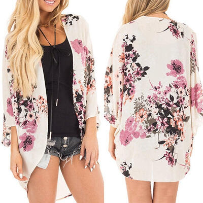 

Women Floral Loose Shawl Vintage Kimono Cardigan Boho Chiffon Coat Jacket Blouse