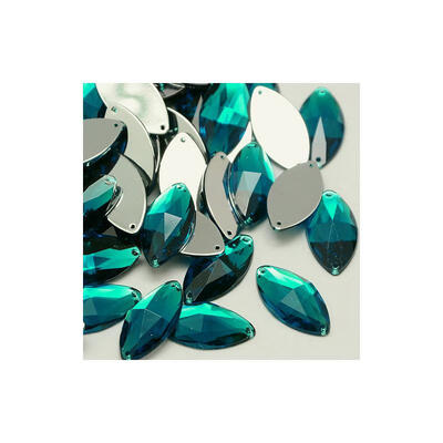 

Sew on Rhinestone Taiwan Acrylic Rhinestone Two Holes Garment Accessories Faceted Horse Eye Teal 12x6x3mm Hole 1mm