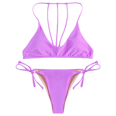 

Bikini Set Women Sexy Lace Up Low Waist Bathing Suit Swimsuit Swimwear