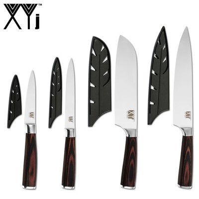 

XYj Kitchen Stainless Steel 4pcs Knives Covers Protection Color Wood Handle Cooking Tools Chef Knives