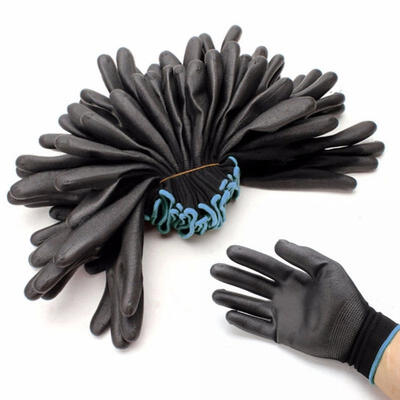 

12 Pair Nitrile Coated Working Gloves Nylon Safety Labour Factory Garden Repair
