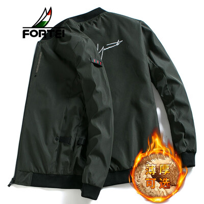 

Fu Yi FORTEI jacket mens jacket 2018 autumn&winter new mens fashion casual Slim warm baseball collar clothes mens trend jacket 8831 black
