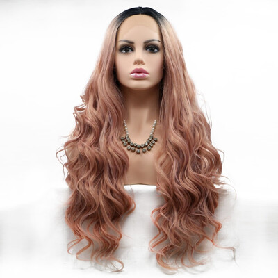 

Amazing Star Lace Frontal Wigs Curly Hair Pink Color Heat Resistant Hand Tied Lace Frontal Synthetic Hair Wigs
