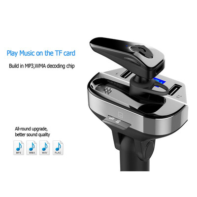 

2 in 1 Car Kit Wireless Bluetooth Headset MP3 Player HIFI AUX FM Transmitter Earphone Bluetooth V42 Phone Handsfree MIC