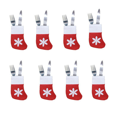 

8pcs Christmas Socks Knife&Fork Storage Bag Decoration